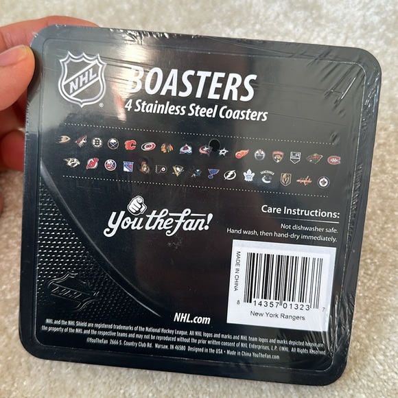 NY Rangers Hockey Stainless Steel Coasters Pack of 4 - Picture 3 of 4
